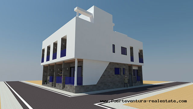 For sale! Terraced houses under construction in the well-known village of El Cotillo, in the north of Fuerteventura.